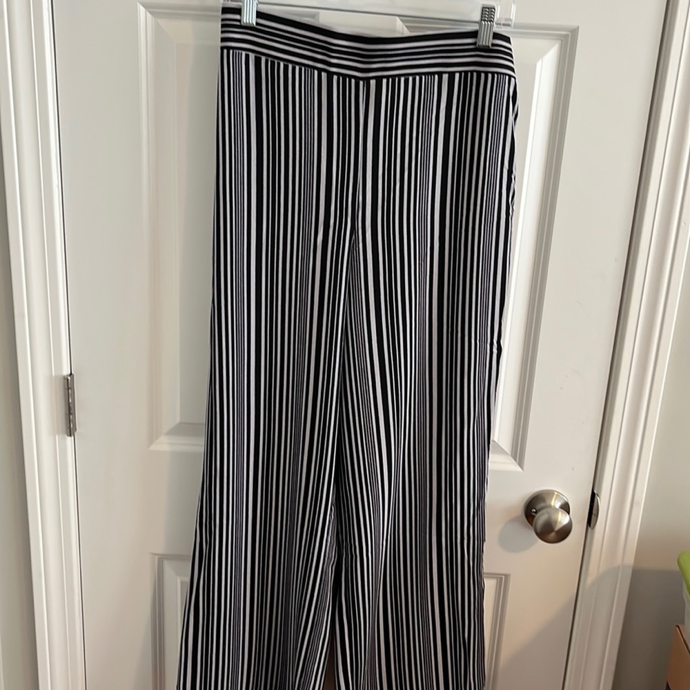 Flowy black and white striped pants